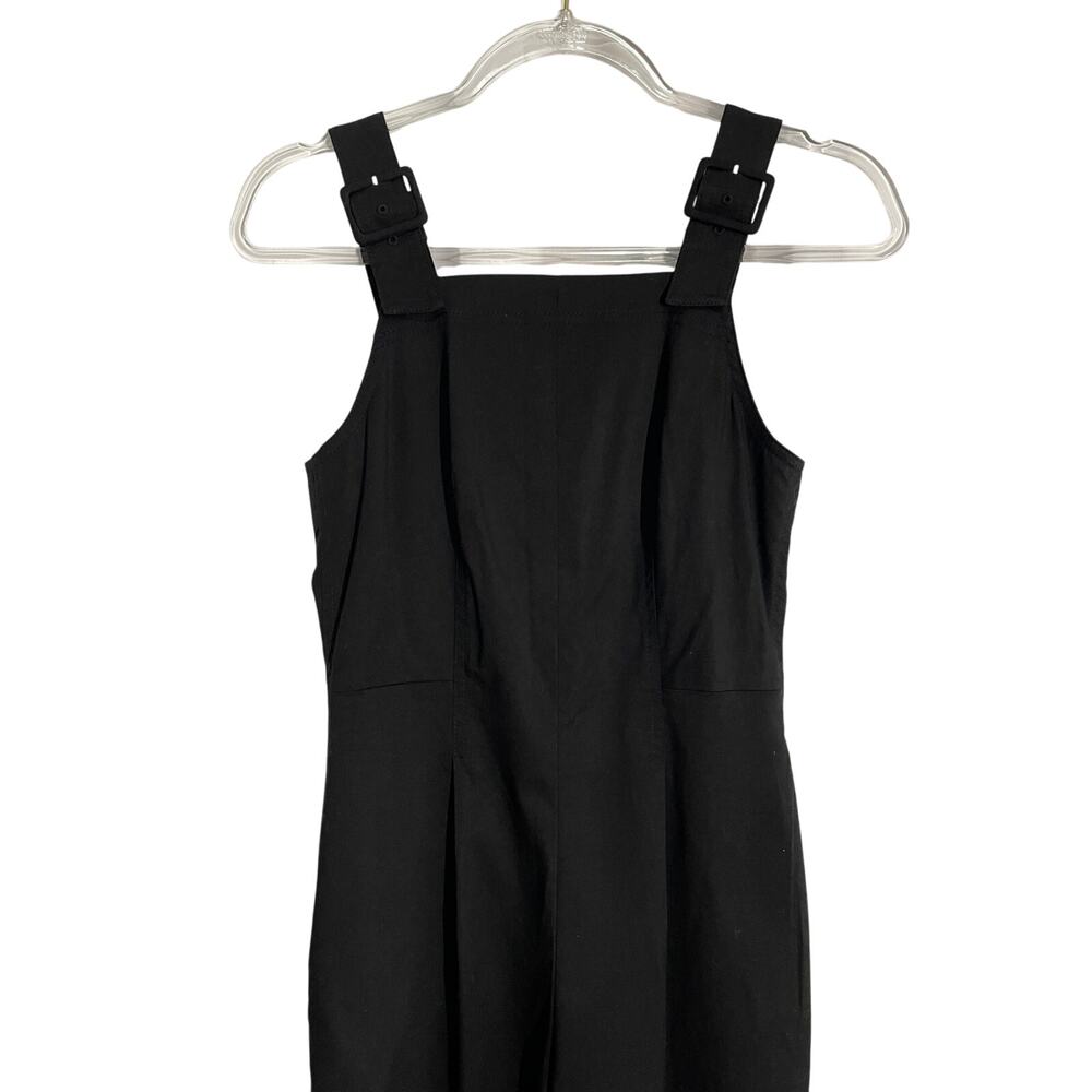 Club Monaco Women Self Buckle Jumpsuit Black Tank Cropped Pants Size 0 - Picture 2 of 7